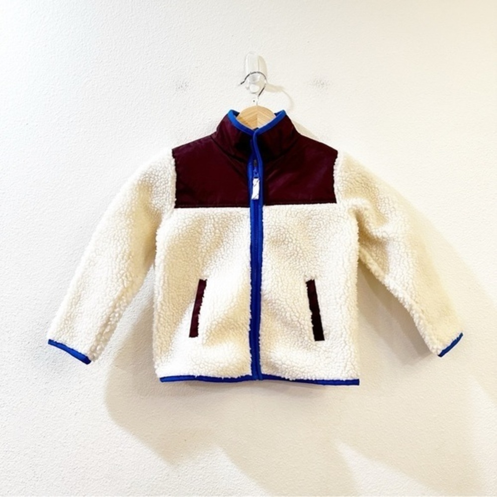 J. Crew Crewcuts Kids Full Zip Sherpa Jacket Ivory‎ Size 4-5Y